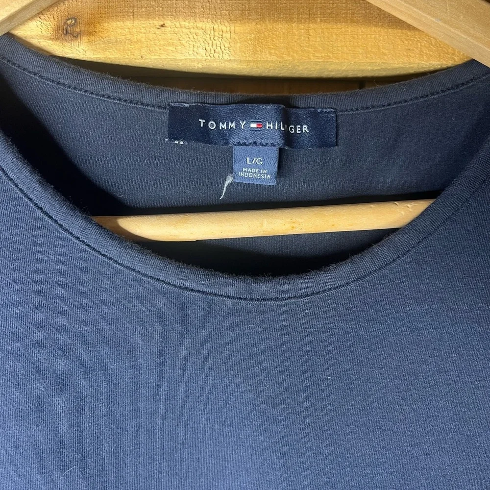 Tommy Hilfiger Womens Printed Navy Flutter Sleeve Top Sky Captain Large - Picture 3 of 6